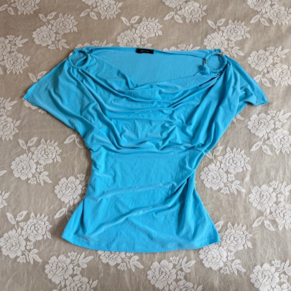 Vintage Y2K Jaipur Turquoise Cowl Neck O-Ring Top Size S